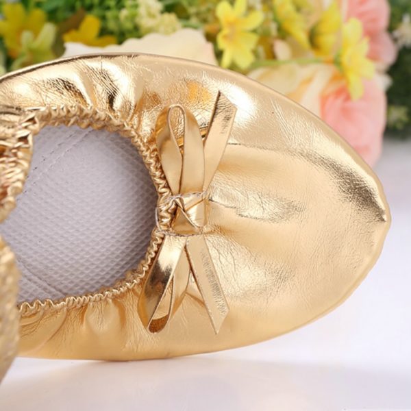 USHINE EU27-41 golden leather yoga slippers teacher gym indoor exercise belly ballet dance shoes children kids girls woman - Image 2