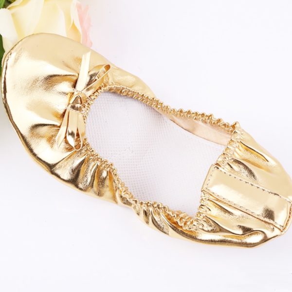 USHINE EU27-41 golden leather yoga slippers teacher gym indoor exercise belly ballet dance shoes children kids girls woman - Image 3