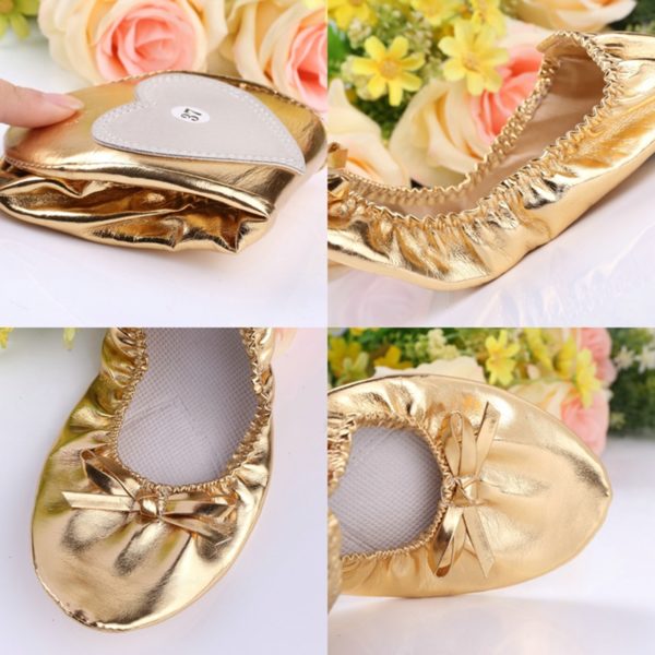 USHINE EU27-41 golden leather yoga slippers teacher gym indoor exercise belly ballet dance shoes children kids girls woman - Image 4