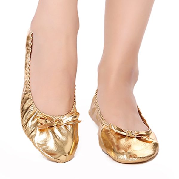 USHINE EU27-41 golden leather yoga slippers teacher gym indoor exercise belly ballet dance shoes children kids girls woman - Image 5