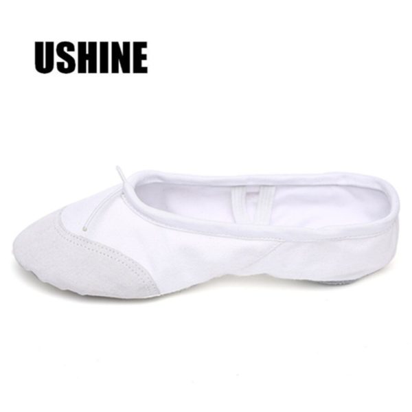 USHINE Professional White Yoga Slippers Indoor Exercising Canvas Ballet Dance Shoes For Girls Kids Children Women Gym Shoes