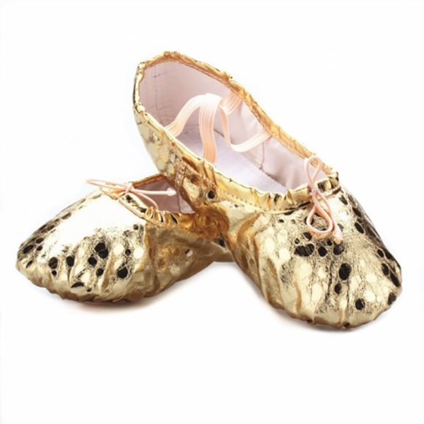 USHINE professional silver golden PU yoga belly dance shoes performance soft sole gym ballet dance shoes children girls woman