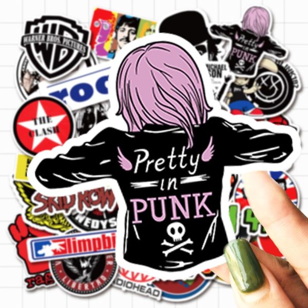 VANMAXX 50 2 PCS Rock Punk Band Music Stickers Waterproof Vinyl Decal for Laptop Helmet Bicycle Luggage Guitar Car Stickers - Image 5