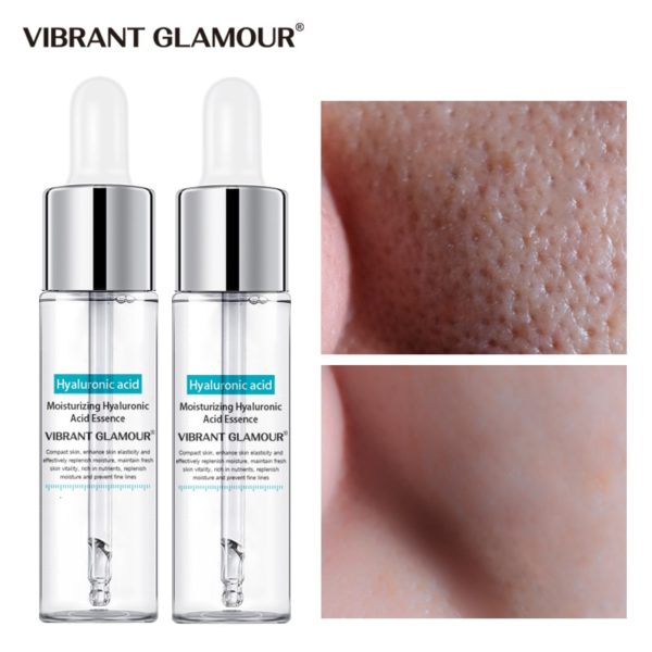 VIBRANT GLAMOUR 2Pcs Hyaluronic Acid Face Serum Shrink Pores Moisturizing Dry Rough Skin Essence Anti-Acne Whitening Skin Care