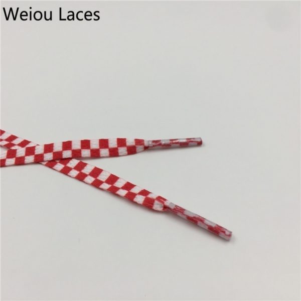 Weiou Flat Black And White Grid Shoe Lace Sublimated Printing Polyester Checkered Ribbons Shoelaces Heavy Duty Sneaker Lacing - Image 5