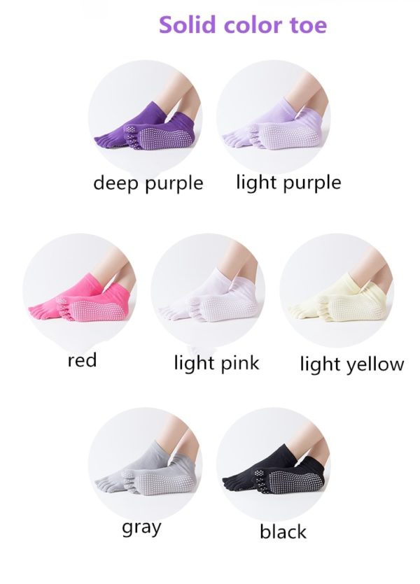 Women Anti-slip Yoga Socks ballte girls non Slip Ladies pilates Five Fingers Fitness Gym Sport 5 Toe Socks Colourful Elastic - Image 3