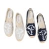 Women's Classic Cap-Toe Slip on Platform Simple Espadrilles Embroidered Loafers