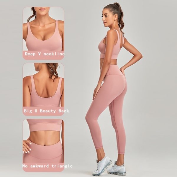 Yoga Set High Wist Leggings Sports Clothing Tight Yoga Pants Women's Sports Suit Sports Bras Gym Set Workout Clothes Fitness Set - Image 2