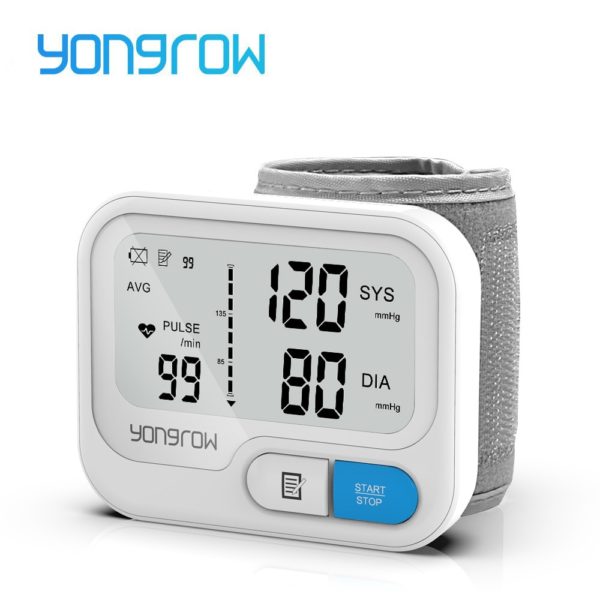 Yongrow Tonometer Automatic Wrist Digital Blood Pressure Monitor Digital lcd Sphgmomanometer Heart Rate Pulse Meter BP Monitor