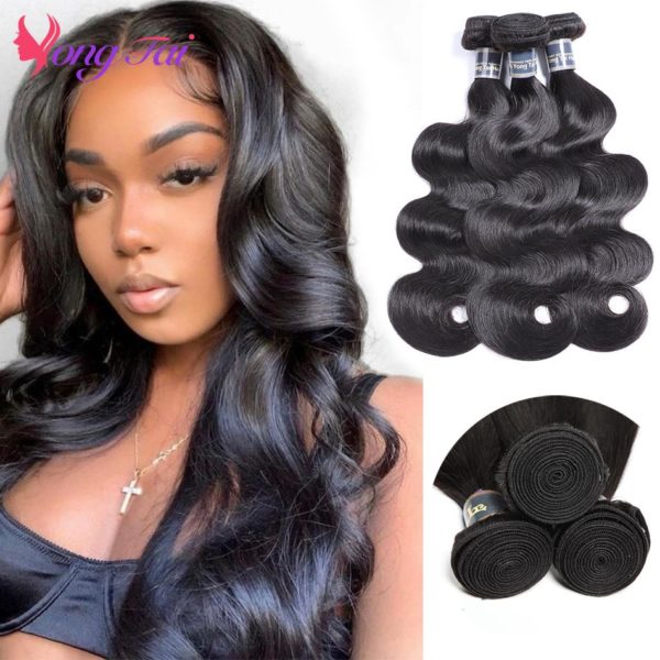 YuYongtai Hair Brazilian Body wave Hair Weave Bundles 100% Human Hair Weave 1/3 Piece 8-30" Non-Remy Human Hair Extensions