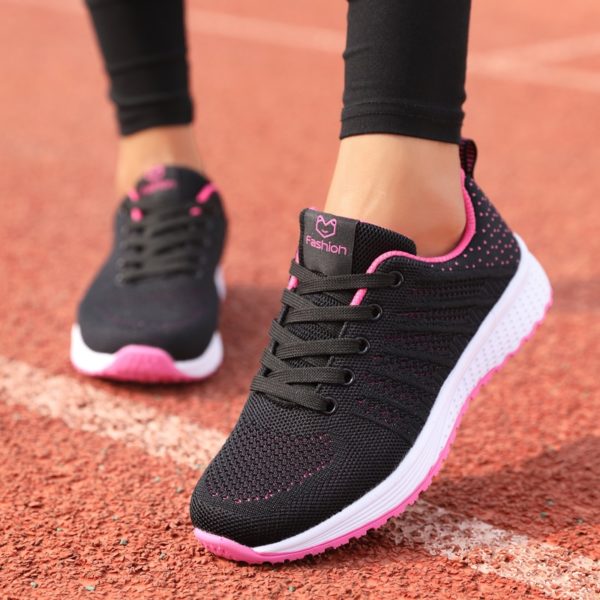 ZHENZU 2021 New Feminino Fashion Running Black Sport Shoes For Women Sneakers Light Flat Tennis Woman Shoes Outdoor Gym