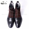 cie Free shipping custom bespoke handmade calf leather upper inner outsole Square toe semi-brogue lace-up boot brown/black A65 - Image 2