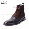 cie Free shipping custom bespoke handmade calf leather upper inner outsole Square toe semi-brogue lace-up boot brown/black A65 - Image 3