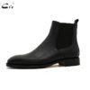 cie Handmade Goodyear Welted Chelsea Leather Outsole Boot Pebble Grain Calf Leather Men Official Shoes Black Dress Shoes A207 - Image 4