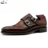 cie Round Toe Brogues Full Grain Genuine Calf Leather Formal Shoes Custom Men's Dress Monk Straps Office Shoe Men Elegant MS00 - Image 2