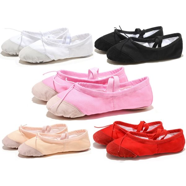 soft black red white pink flat teacher kids ballet shoes for girls women ballet shoes children canvas