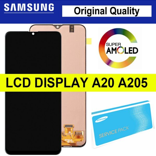 100% Original 6.4" AMOLED LCD Screen for Samsung Galaxy A20 A205 SM-A205F LCD Display Touch Digitizer Assembly Repair Parts