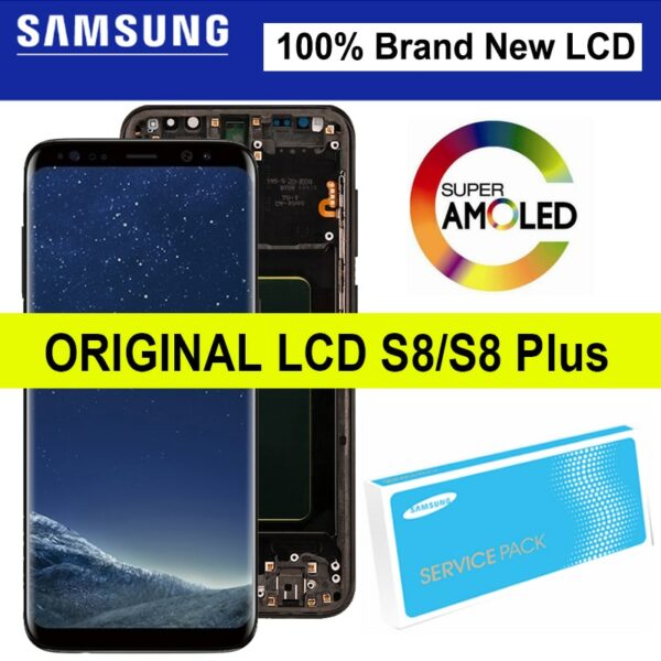 100% Original Super Amoled Display with frame SAMSUNG Galaxy S8 G950F G950FD LCD S8 Plus G955 G955F Touch Screen Repair parts