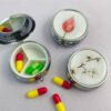 1PC Fashion Flower pattern Medicine Organizer Portable Pill Box Makeup Storage Container Folding Pill Case Metal Pill Cutte - Image 4