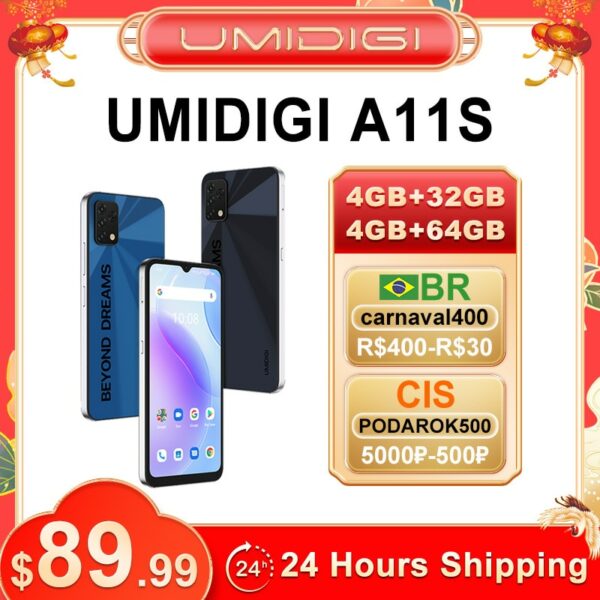 [24H Shipping] UMIDIGI A11S Global Version Smartphone 4GB+32GB/64GB 6.53" HD+ Display 5150 mAh 16MP Triple Camera