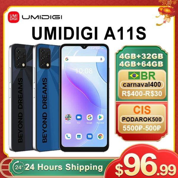 [24H Shipping] UMIDIGI A11S Smartphone Global Version 4GB+32GB/64GB 5150mAh 16MP Triple Camera 6.53" HD+ Display