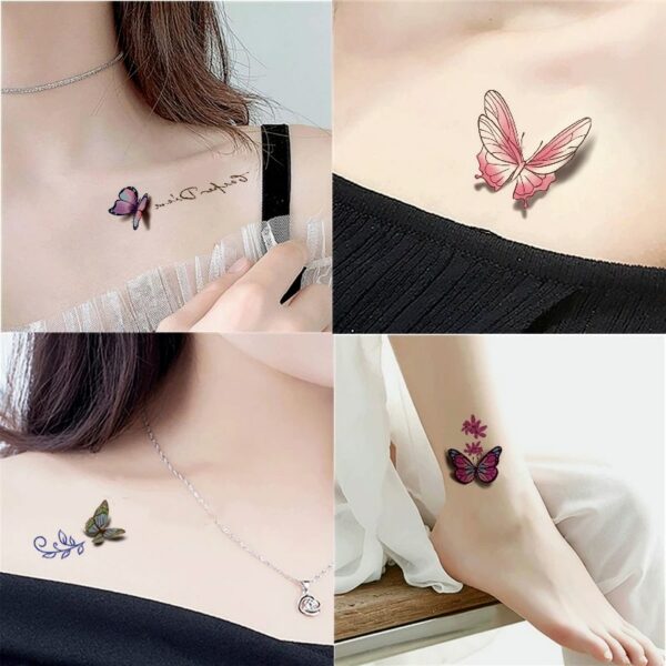 30Pcs/Set No Repeat Temporary Tattoo Stickers Waterproof Arm Clavicle Body Art Sticker Disposable butterfly tatouage temporaire - Image 2