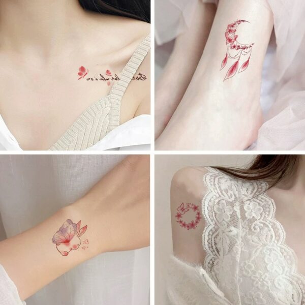 30Pcs/Set No Repeat Temporary Tattoo Stickers Waterproof Arm Clavicle Body Art Sticker Disposable butterfly tatouage temporaire - Image 3