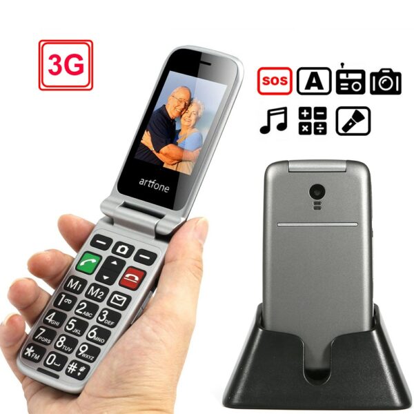 3G Senior Phone Artfone Flip 2.4" Screen Original Flip Big Button Cheap Senior Touch Mobile Phone Clamshell Cell Phones(3G)