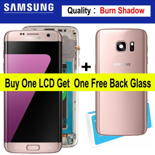 5.5'' Display with the Burn-Shadow LCD for SAMSUNG Galaxy S7 edge G935 G935F Touch Screen Digitizer with Frame Free Back Glass