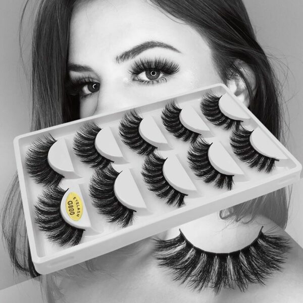 5 Pairs Multipack 3D Mink Lashes False Eyelashes Handmade Wispy Fluffy Long Lashes Natural Eye Makeup Tools Eye Lashes G806 - Image 6