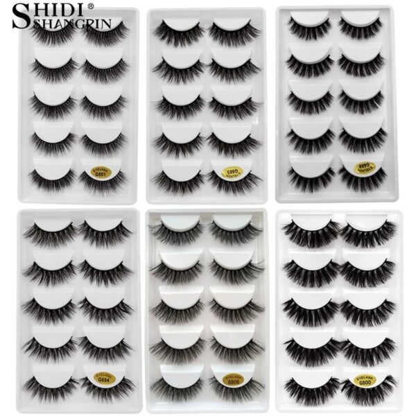 5 Pairs Multipack 3D Mink Lashes False Eyelashes Handmade Wispy Fluffy Long Lashes Natural Eye Makeup Tools Eye Lashes G806