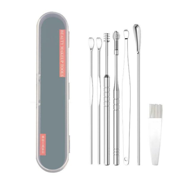 6/7PCS Set of Stainless Steel Earwax Collector Ear Wax Removal Cleaner Spiral Turn Curette Ear Pick Portable Ear Cleaning Tool - Image 2