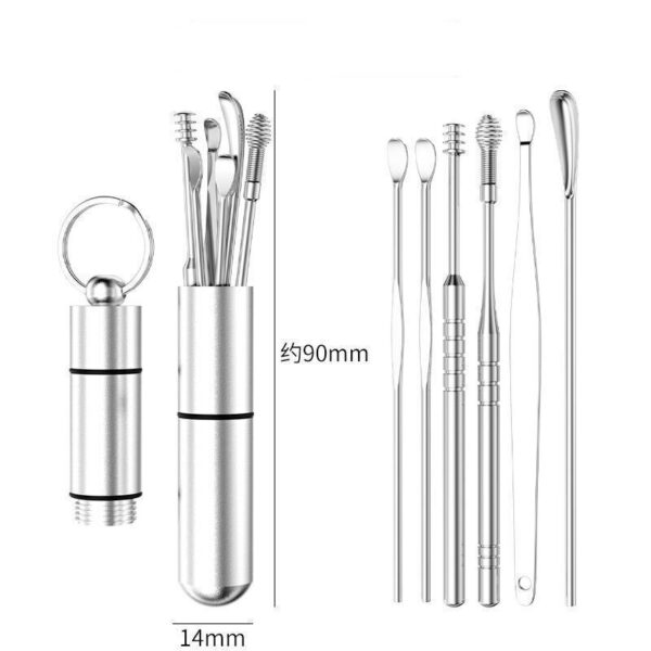 6/7PCS Set of Stainless Steel Earwax Collector Ear Wax Removal Cleaner Spiral Turn Curette Ear Pick Portable Ear Cleaning Tool - Image 2