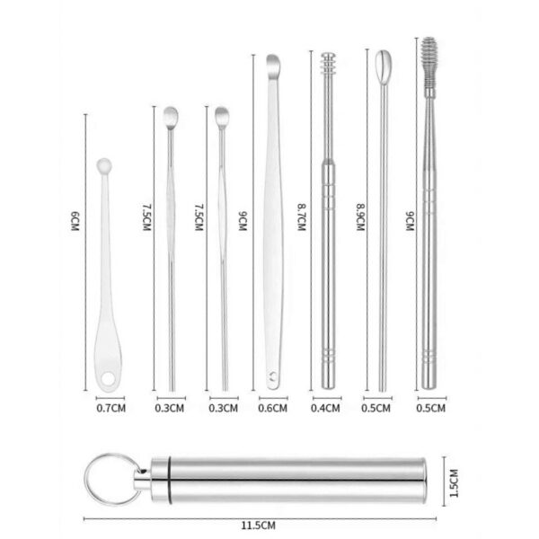 6/7PCS Set of Stainless Steel Earwax Collector Ear Wax Removal Cleaner Spiral Turn Curette Ear Pick Portable Ear Cleaning Tool - Image 5