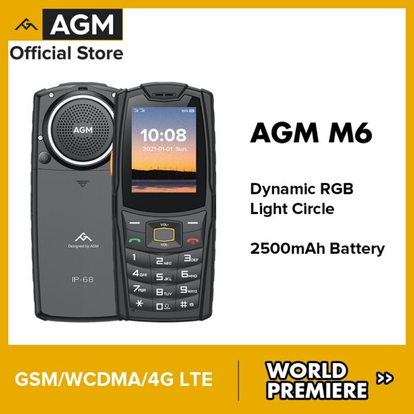 AGM M6 4G Unlocked Phone IP68 Push-Button Phones Keypad Phone 2500mAh Rugged Phone Dual SIM Feature Phone Celular For Senior