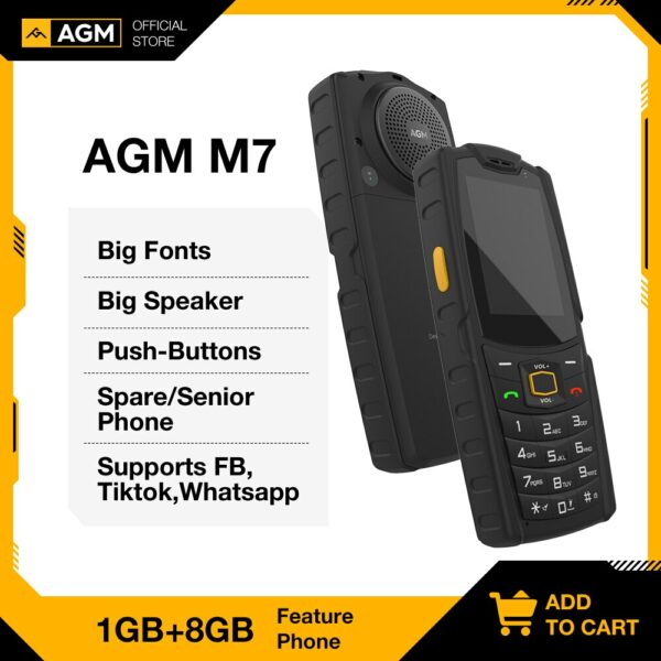 AGM M7 Featured Phone Keypad Senior Mobile Phone Touch Screen 4G Volte Cellphone Child Phone Gifts IP68 Waterproof Rugged Phone