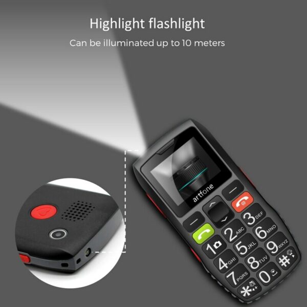 Artfone Big Button Mobile Phone for Elderly,Upgraded GSM Mobile Phone With SOS Button | 1400mAh Battery Torch Side Buttons(2G) - Image 4