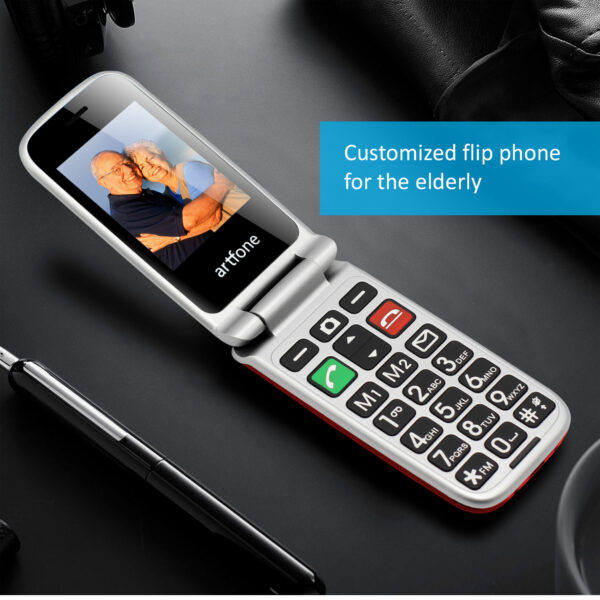 Artfone CF241A Flip Big Button Mobile Phone Senior Phone with Charging Cradle and 2.4" Large Screen for Elderly(2G) - Image 2