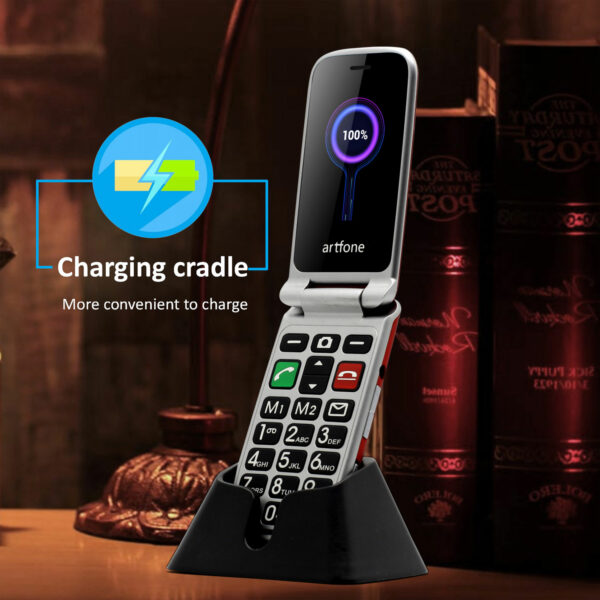 Artfone CF241A Flip Big Button Mobile Phone Senior Phone with Charging Cradle and 2.4" Large Screen for Elderly(2G) - Image 3