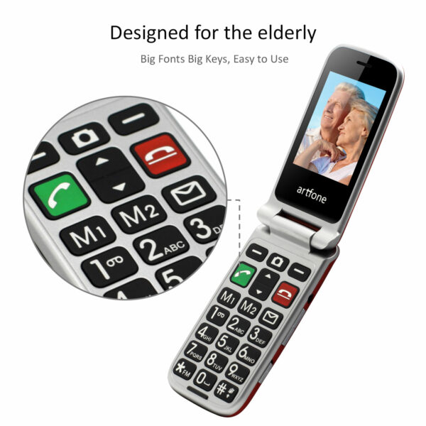 Artfone CF241A Flip Big Button Mobile Phone Senior Phone with Charging Cradle and 2.4" Large Screen for Elderly(2G) - Image 5