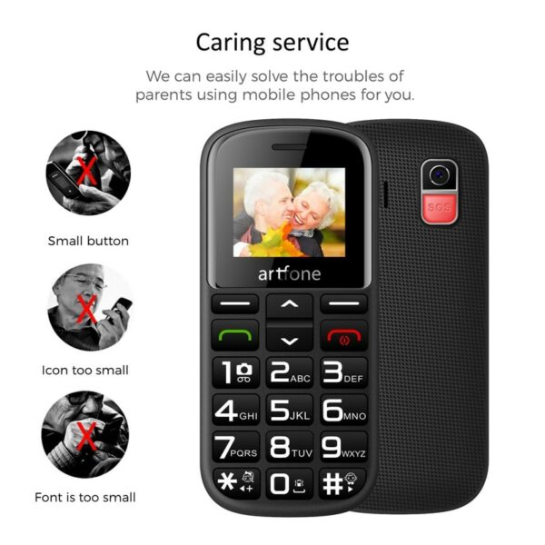 Artfone CS182 Big Button Mobile Phone, Senior Unlocked Mobile Phone with Dock and 1400mAh Battery. SOS Button, Torch Side Butt - Image 4