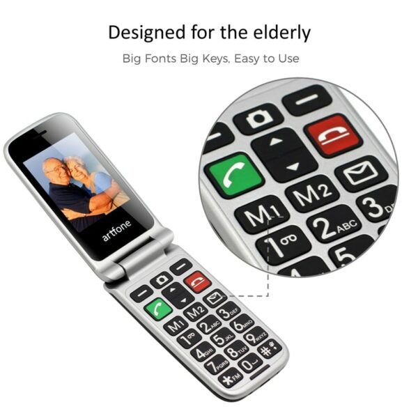 Artfone Flip 2.4" screen original flip big keyboard cheap senior touch mobile phone Phone Elder clamshell Cell phones(2G) - Image 3