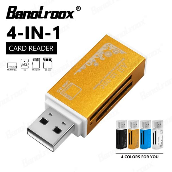 Banolroox 4 in 1 Card Reader Flash USB Interface Micro Sd Adapter Laptop accessories SD/MS/M2/Micro SD Adapter Card Reader - Image 6