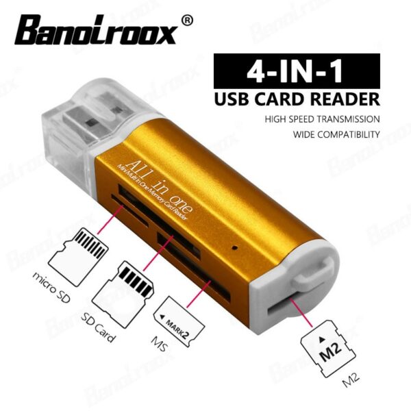 Banolroox All in one Card Reader Micro SD Adapter Card Reader USB C for M2 MMC MS PRO DUO Memory Card Reader Multi-Function