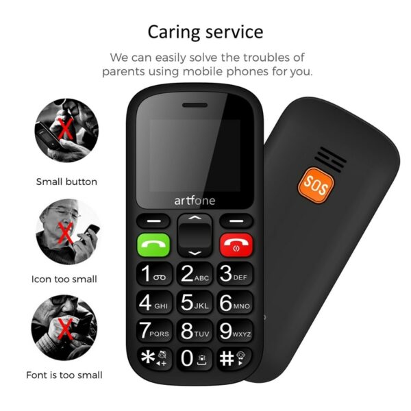 Big Button Mobile Phone for Elderly,Artfone CS181 Upgraded GSM Mobile Phone With SOS Button, Talking Number and Torch(2G) - Image 3