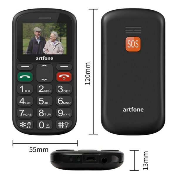 Big Button Mobile Phone for Elderly,Artfone CS181 Upgraded GSM Mobile Phone With SOS Button, Talking Number and Torch(2G) - Image 5