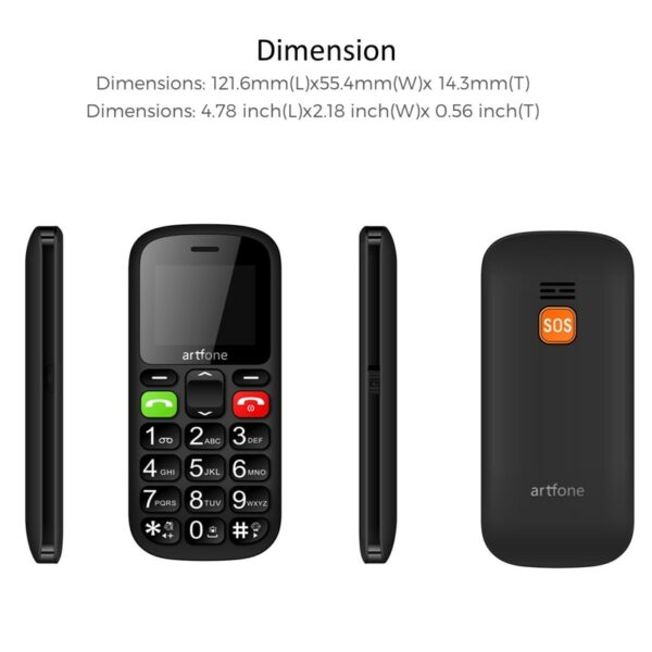 Big Button Mobile Phone for Elderly,Artfone CS181 Upgraded GSM Mobile Phone With SOS Button, Talking Number and Torch(2G) - Image 6