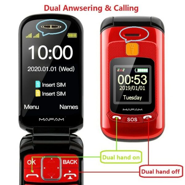 Big Button Mobile Phone for Elderly, Flip Dual Screen Big Display ,Two Sim, SOS Call Speed Dial, FM Senior Folded Cellphone (2G) - Image 2