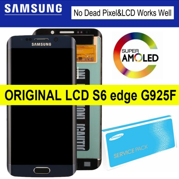 Blue/Gold/White Super AMOLED Display for SAMSUNG Galaxy S6 edge LCD with Frame G925 G925I G925F Touch Screen Repair Parts