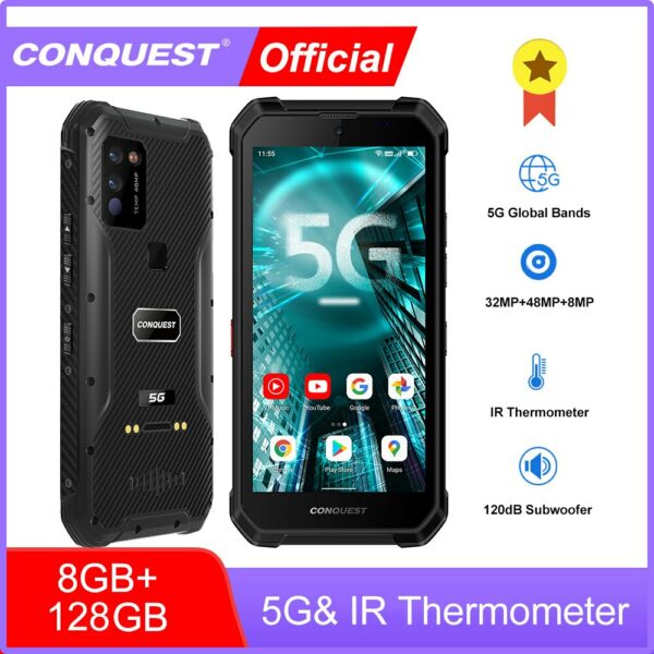 CONQUEST S21 Dual 5G Global Version Android 11 Rugged Phone Smartphone IP68 Waterproof 48MP Rear Camera NFC Mobile Phone